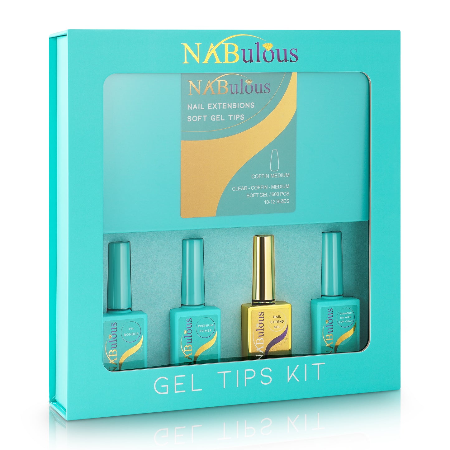 
                  
                    Gel Tip Kit Coffin Medium Gel X Nail Tips Ph bonder, primer, Extend Gel, Top Coat
                  
                