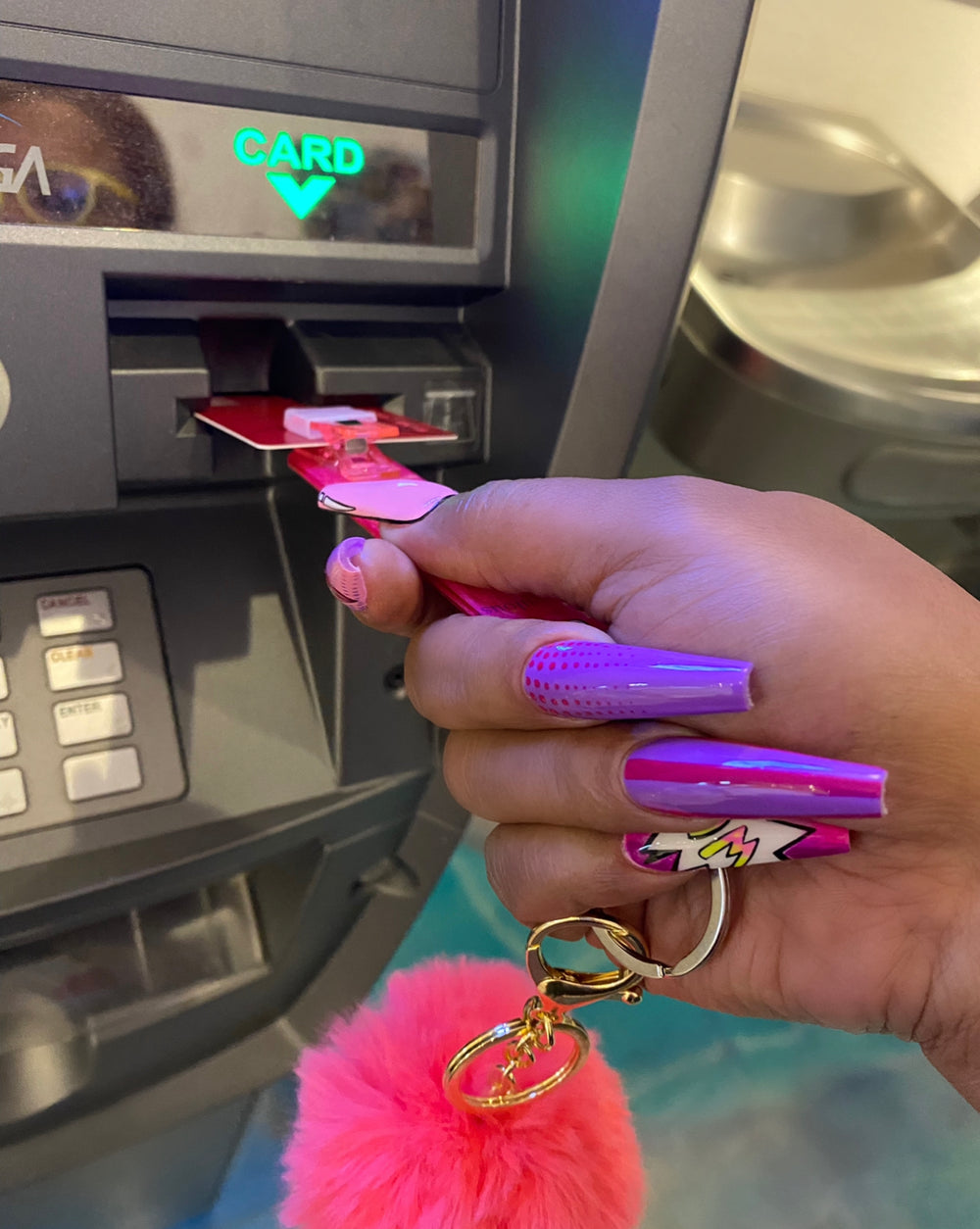 Credit Card Puller (Hot Pink Money) – Yvonne's Bomb Press-Ons
